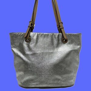 MICHAEL KORS Shoulder Bag Silver Metallic Adjustable Straps **EUC** JAZZY!!